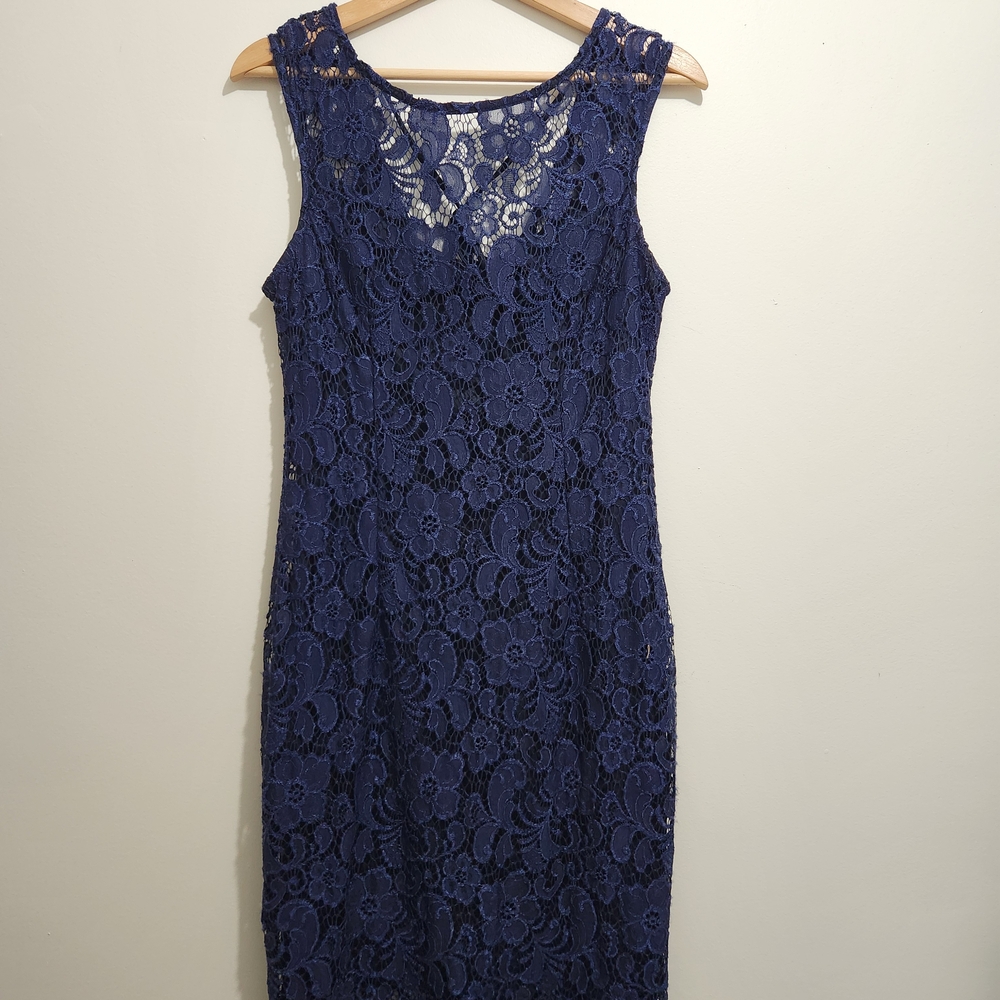 Elegant Navy Lace Dress